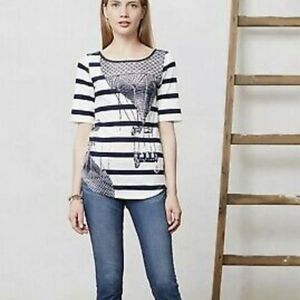 ANTHROPOLOGIE Rare Daydreamer Striped Hot Air Balloon Tee